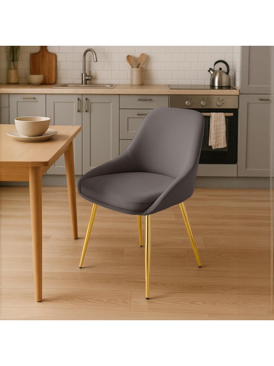 Lot de 2 chaises de salle à manger Elmira velours doré, anthracite