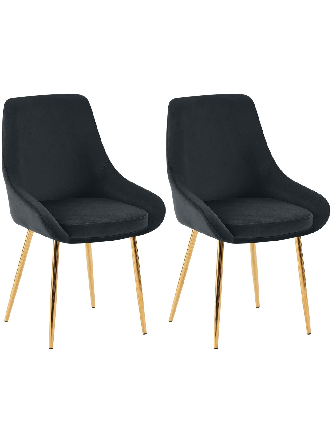 Lot de 2 chaises de salle à manger Elmira velours doré, noir