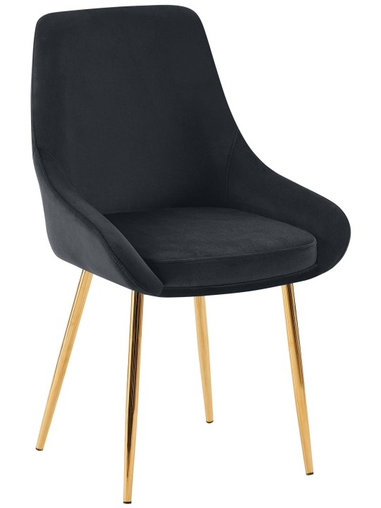 Lot de 2 chaises de salle à manger Elmira velours doré, noir