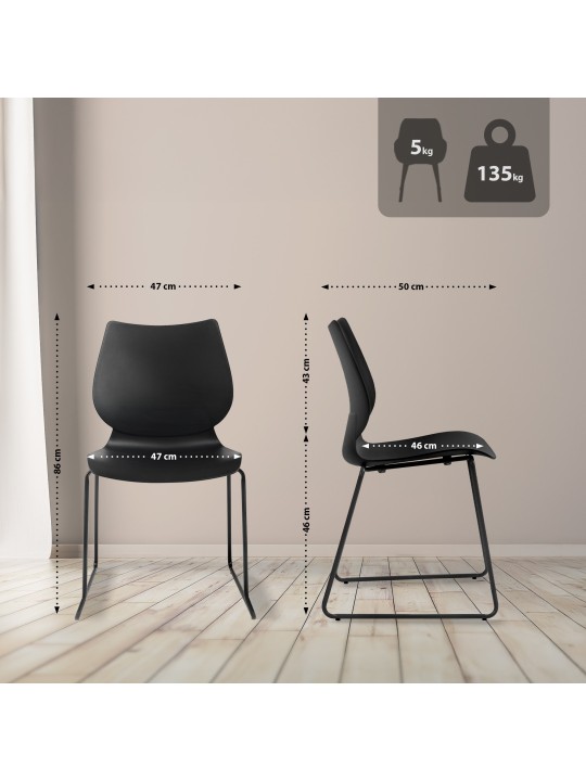 Lot de 2 chaises Houma, noir Lot de 2 chaises Houma, noir