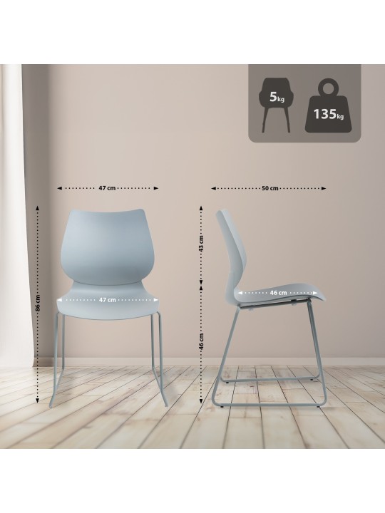 Lot de 2 chaises Houma, gris