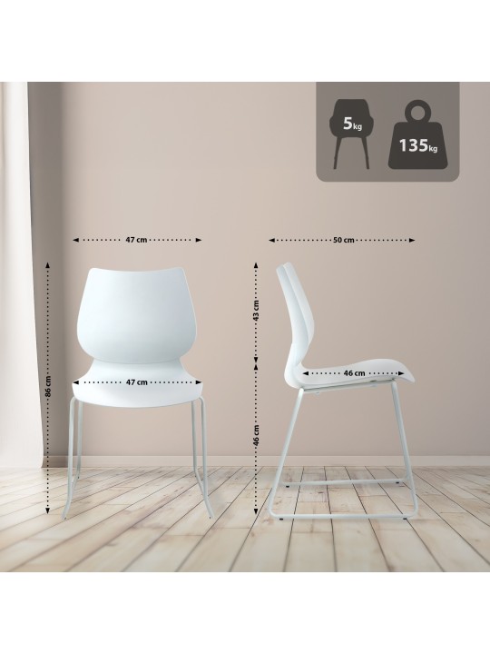 Lot de 2 chaises Houma, blanc