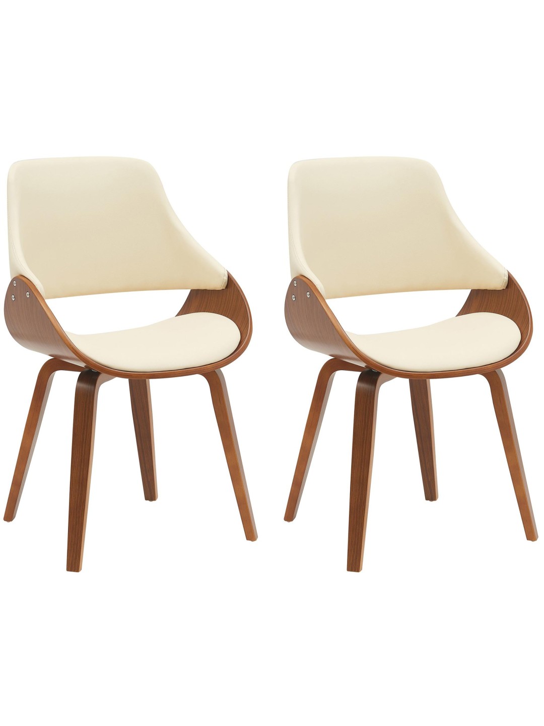 Lot de 2 chaises de salle à manger Vangale, noyer/crème