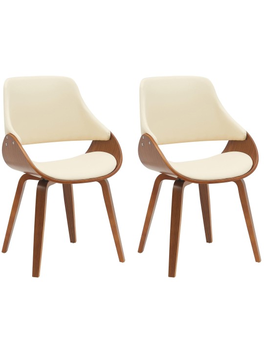 Lot de 2 chaises de salle à manger Vangale, noyer/crème