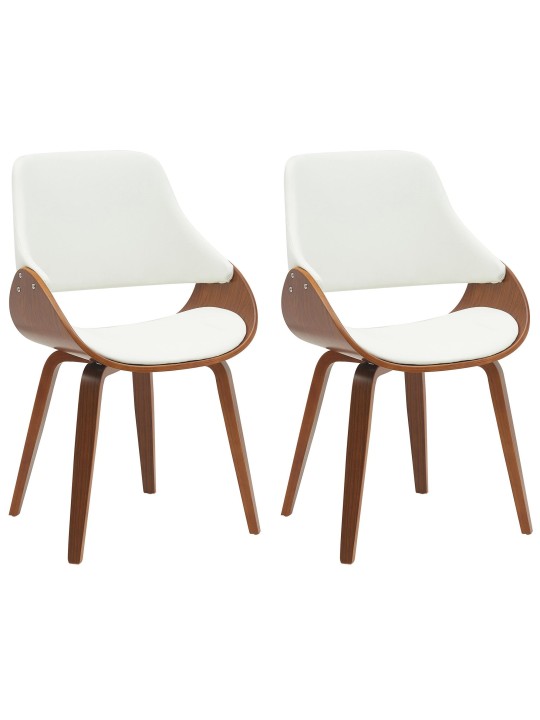 Lot de 2 chaises de salle à manger Vangale, noyer/blanc