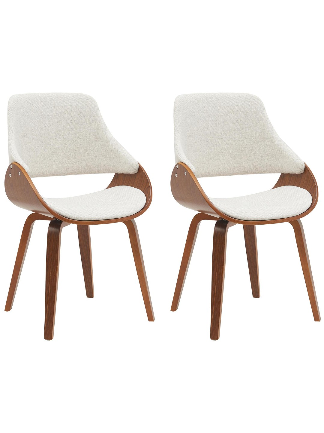 Lot de 2 chaises de salle à manger Vangale, noyer/crème