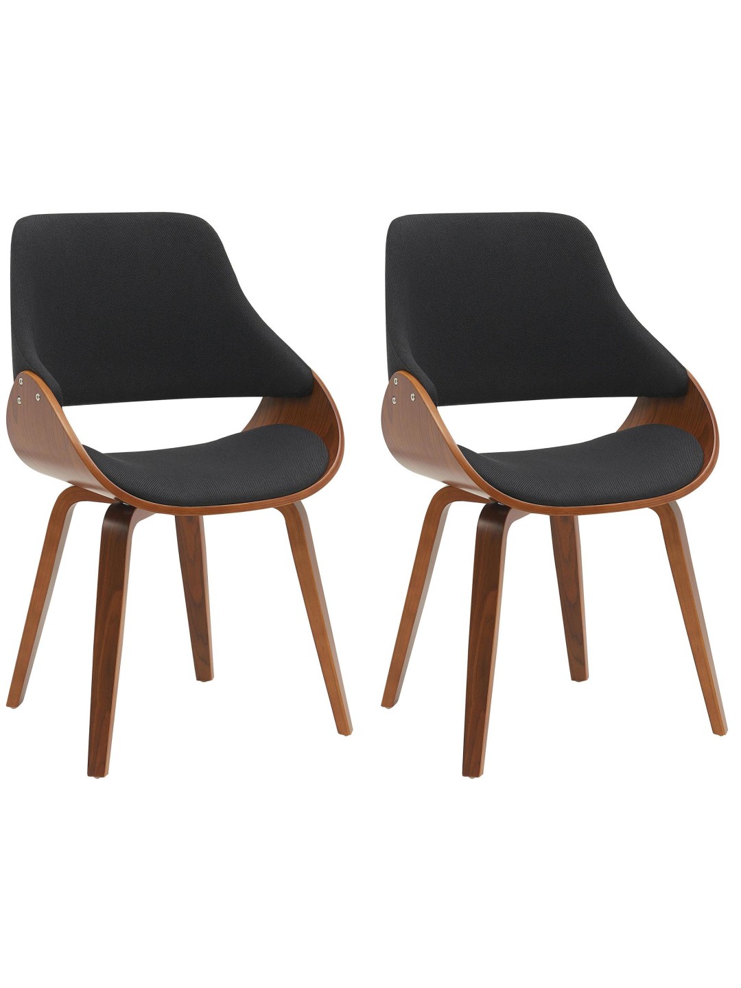 Lot de 2 chaises de salle à manger Vangale, noyer/noir