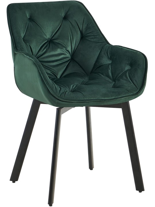 Lot de 2 chaises de salle à manger Antigo velours, vert