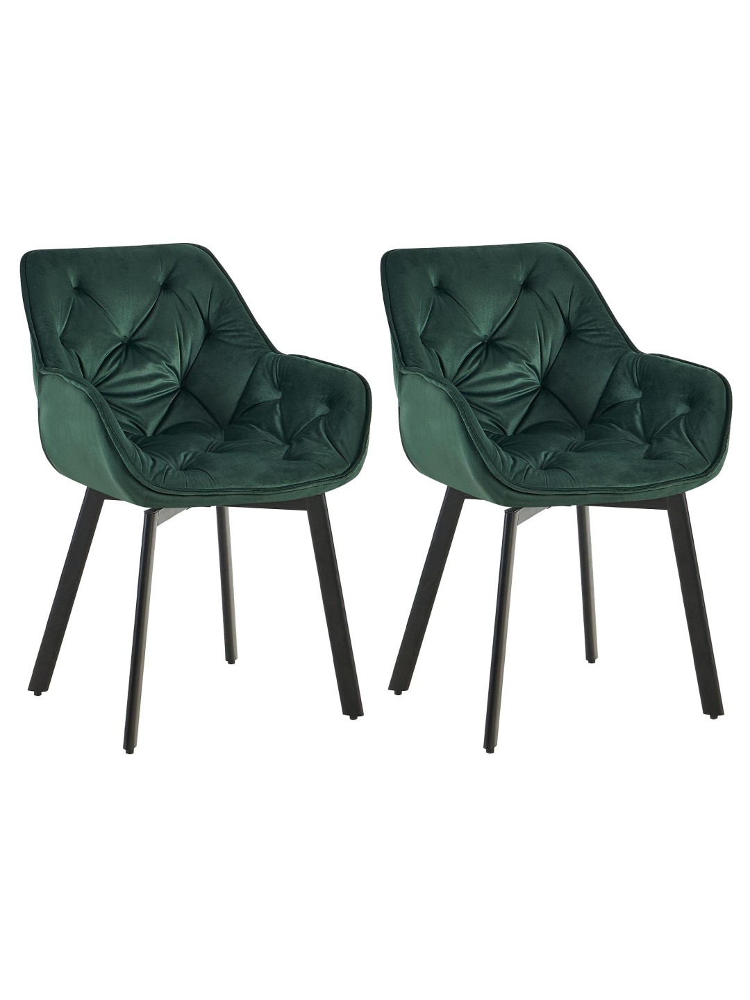 Lot de 2 chaises de salle à manger Antigo velours, vert