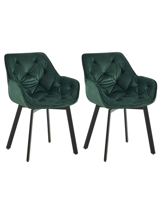 Lot de 2 chaises de salle à manger Antigo velours, vert