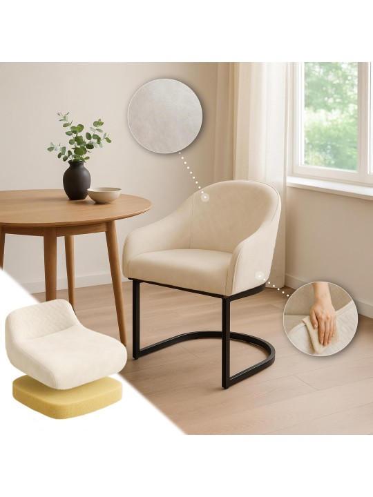 Chaise de salle à manger Jarik velours vintage, crème Chaise de salle à manger Jarik velours vintage, crème