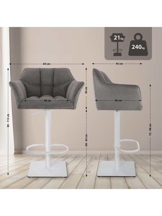 Tabouret de bar Damaso W Cord, taupe Tabouret de bar Damaso W Cord, taupe