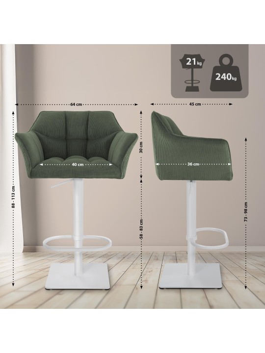Tabouret de bar Damaso W Cord, vert
