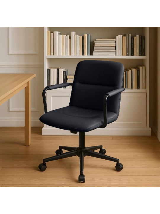 Chaise de bureau Hilda en cuir véritable, noir Chaise de bureau Hilda en cuir véritable, noir