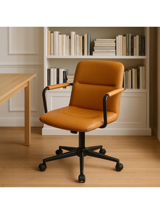 Chaise de bureau Hilda en cuir véritable, brun Chaise de bureau Hilda en cuir véritable, brun