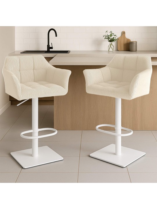 Tabouret de bar Damaso W Cord, crème