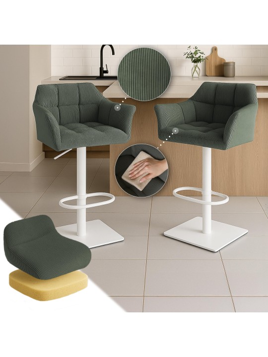 Tabouret de bar Damaso W Cord, vert