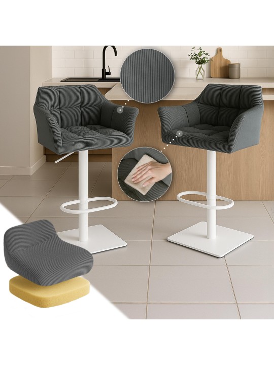 Tabouret de bar Damaso W Cord, gris
