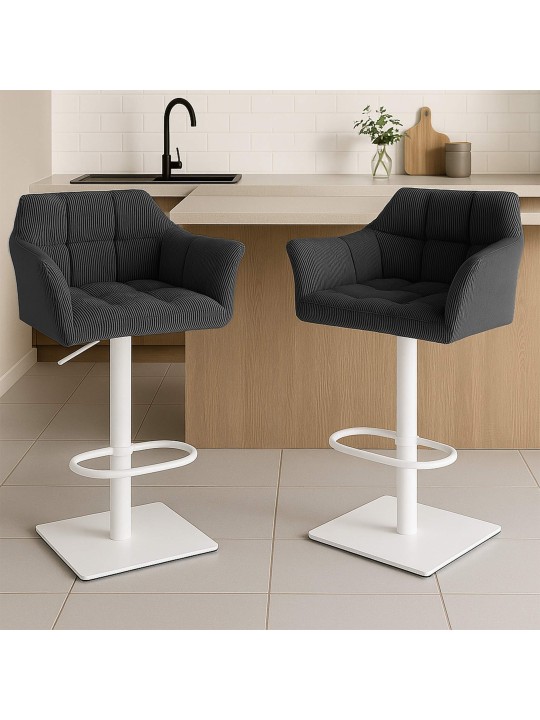 Tabouret de bar Damaso W Cord, gris foncé