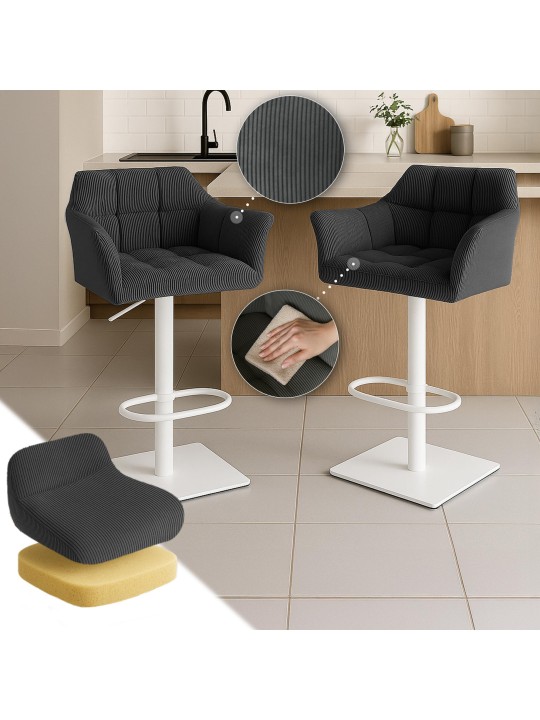 Tabouret de bar Damaso W Cord, gris foncé