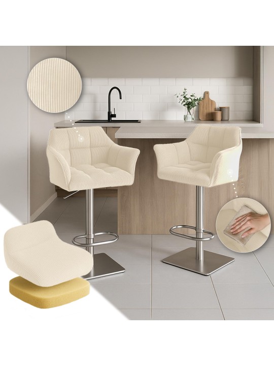 Tabouret de bar Damaso E Cord, crème