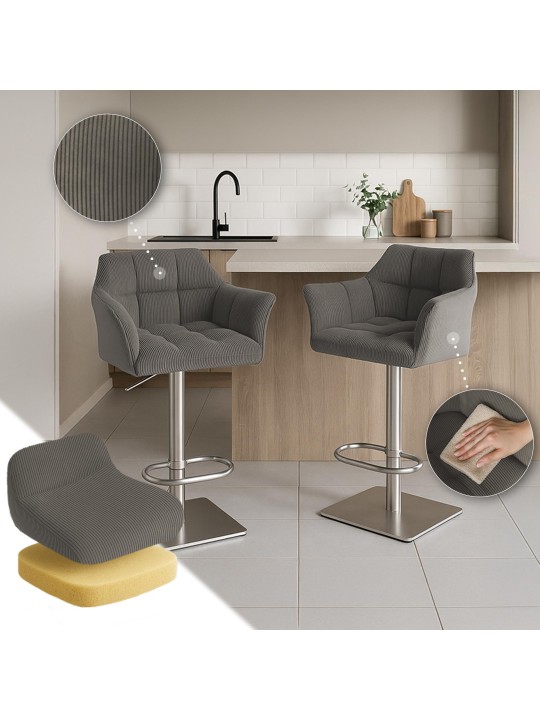 Tabouret de bar Damaso E Cord, taupe