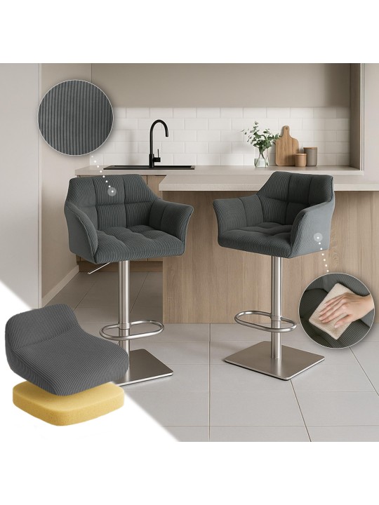 Tabouret de bar Damaso E Cord, gris