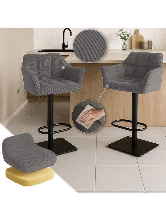 Tabouret de bar Damaso B Cord, taupe