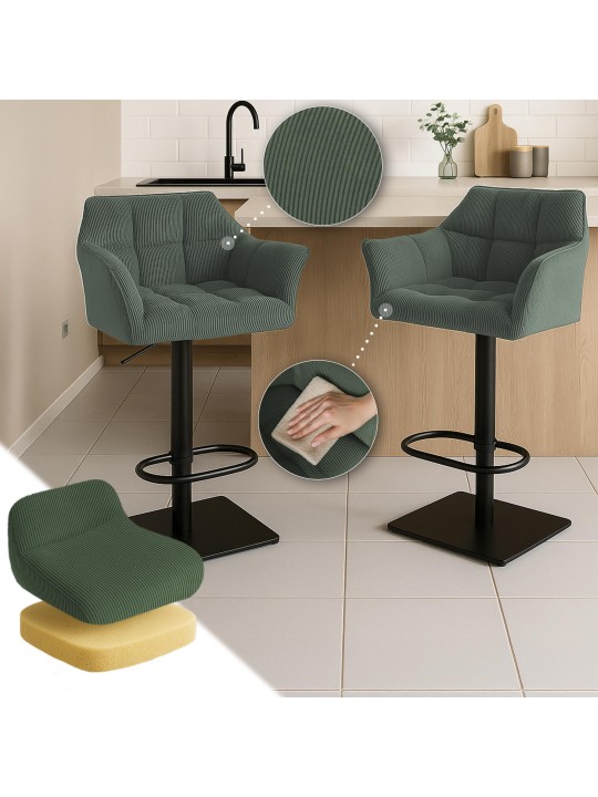 Tabouret de bar Damaso B Cord, vert