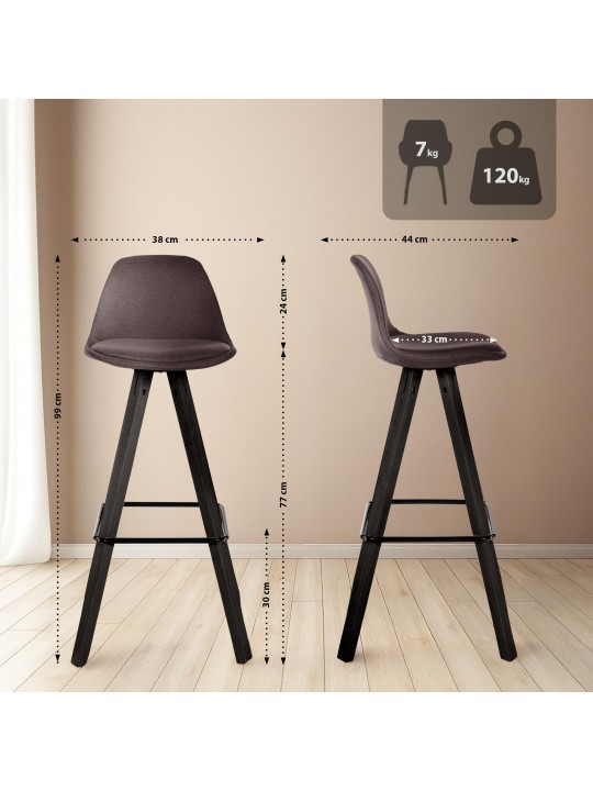 Lot de 2 Tabourets de Bar Corbin Tissu Carré, brun Lot de 2 Tabourets de Bar Corbin Tissu Carré, brun