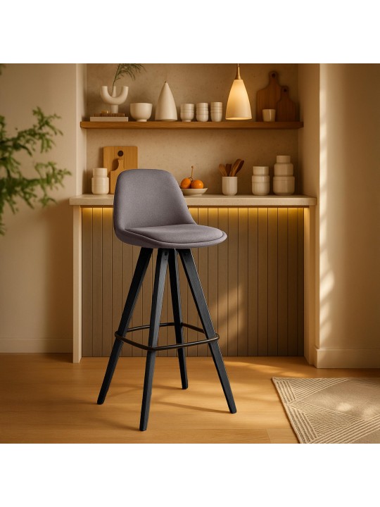 Lot de 2 Tabourets de Bar Corbin Tissu Carré, taupe Lot de 2 Tabourets de Bar Corbin Tissu Carré, taupe