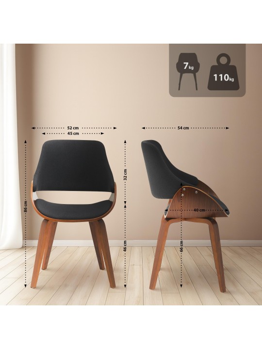 Lot de 2 chaises de salle à manger Vangale, noyer/noir