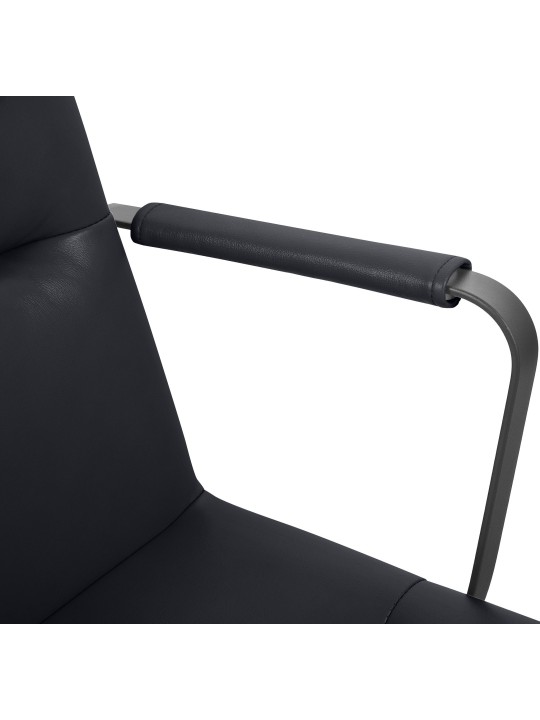 Chaise de bureau Hilda en cuir véritable, noir Chaise de bureau Hilda en cuir véritable, noir