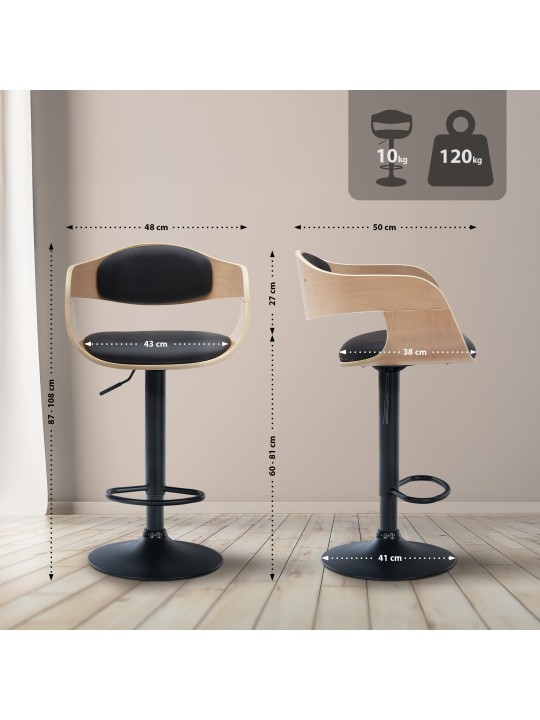 Lot de 2 tabourets de bar Kingston B simili cuir, naturel/noir Lot de 2 tabourets de bar Kingston B simili cuir, naturel/noir