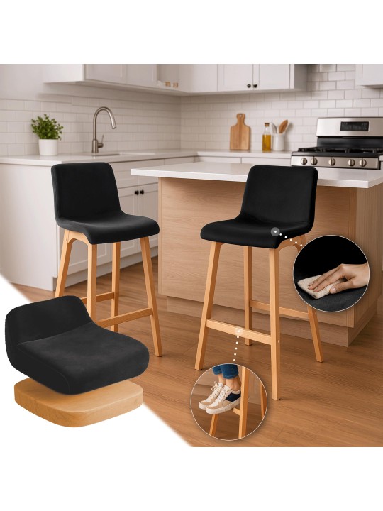 Tabouret de bar Hoover Velvet Natura, noir
