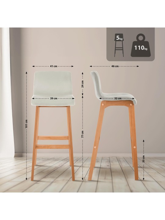 Tabouret de bar Hoover Velvet Natura, crème Tabouret de bar Hoover Velvet Natura, crème