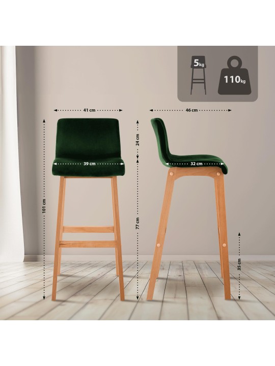 Tabouret de bar Hoover Velvet Natura, vert