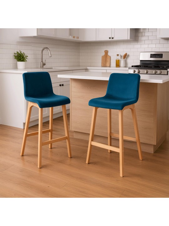 Tabouret de bar Hoover Velvet Natura, bleu
