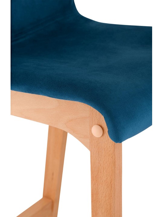 Tabouret de bar Hoover Velvet Natura, bleu