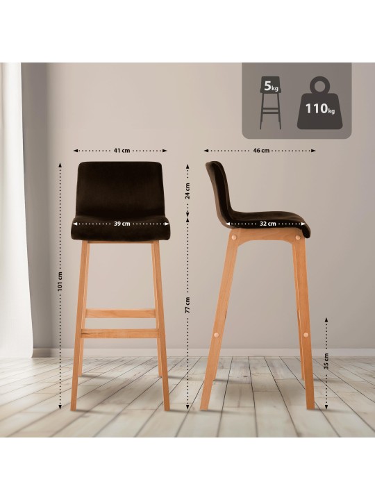 Tabouret de bar Hoover Velours Natura, brun