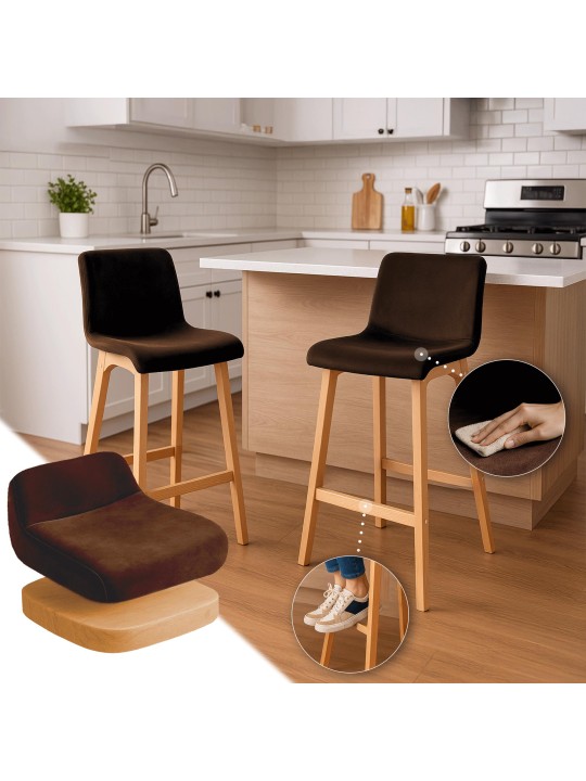 Tabouret de bar Hoover Velours Natura, brun