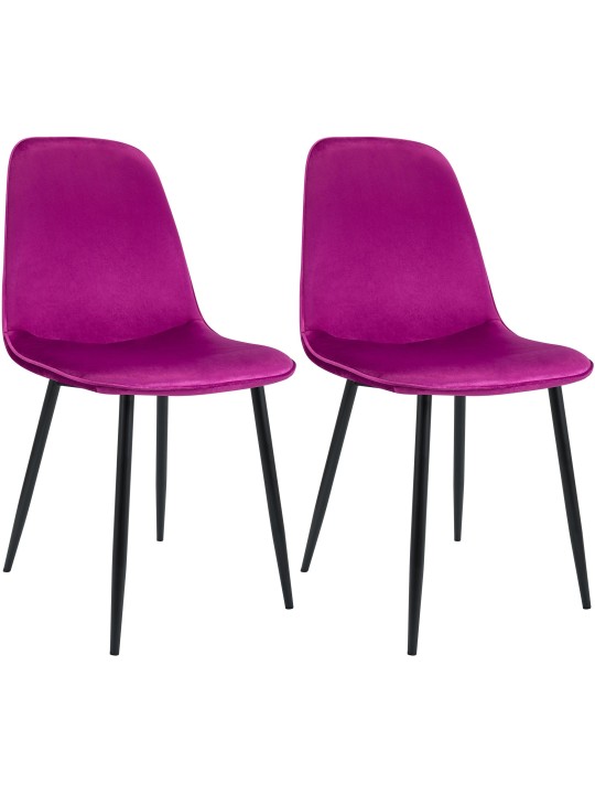 Lot de 2 chaises de salle à manger en velours Maryam, lilas