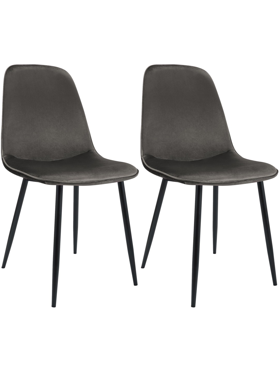 Lot de 2 chaises de salle à manger en velours Maryam, anthracite