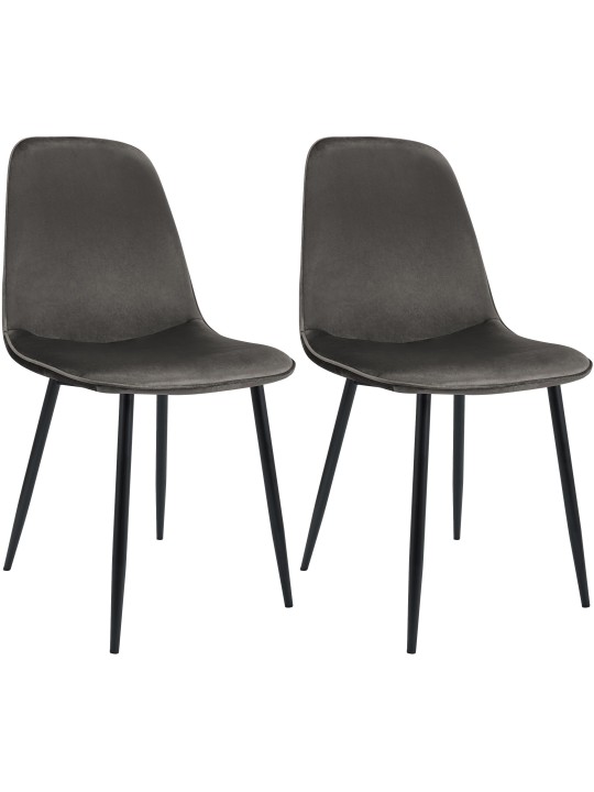 Lot de 2 chaises de salle à manger en velours Maryam, anthracite Lot de 2 chaises de salle à manger en velours Maryam, anthracite