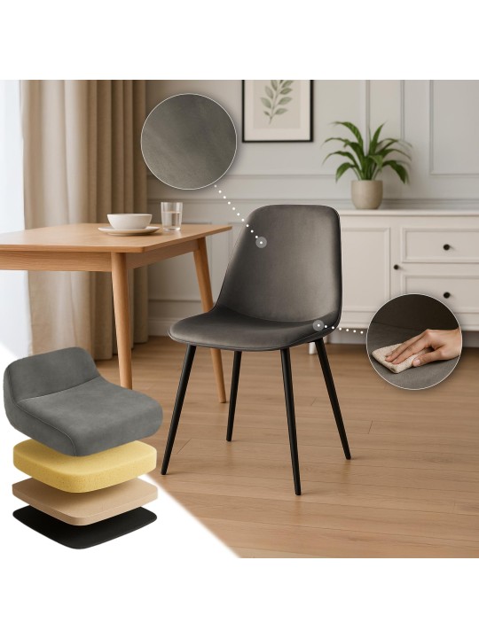 Lot de 2 chaises de salle à manger en velours Maryam, anthracite Lot de 2 chaises de salle à manger en velours Maryam, anthracite