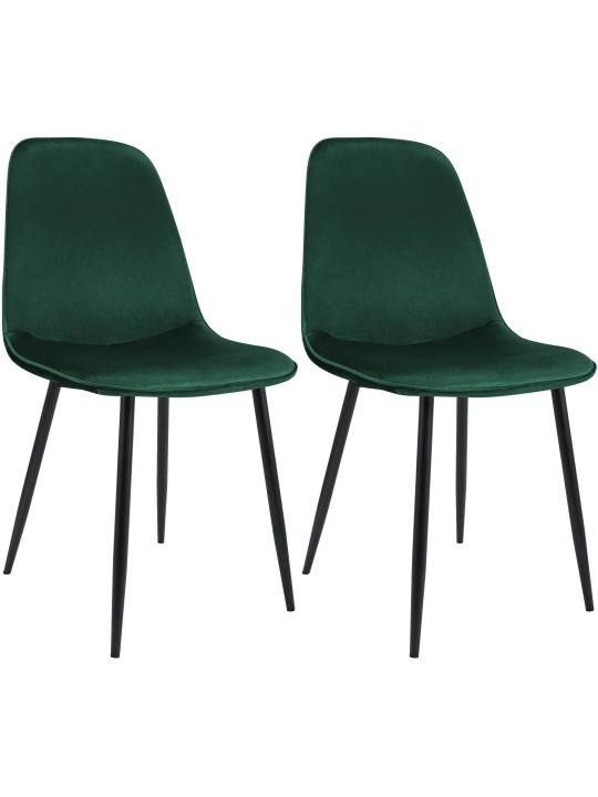 Lot de 2 chaises de salle à manger en velours Maryam, vert