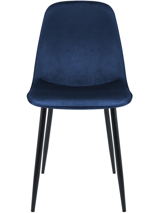 Lot de 2 chaises de salle à manger en velours Maryam, bleu foncé