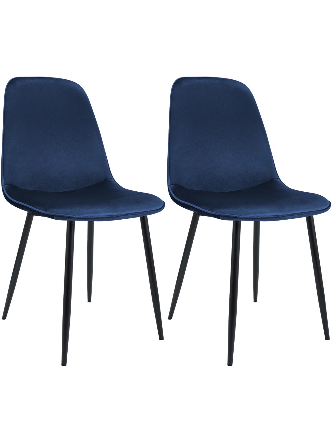 Lot de 2 chaises de salle à manger en velours Maryam, bleu foncé