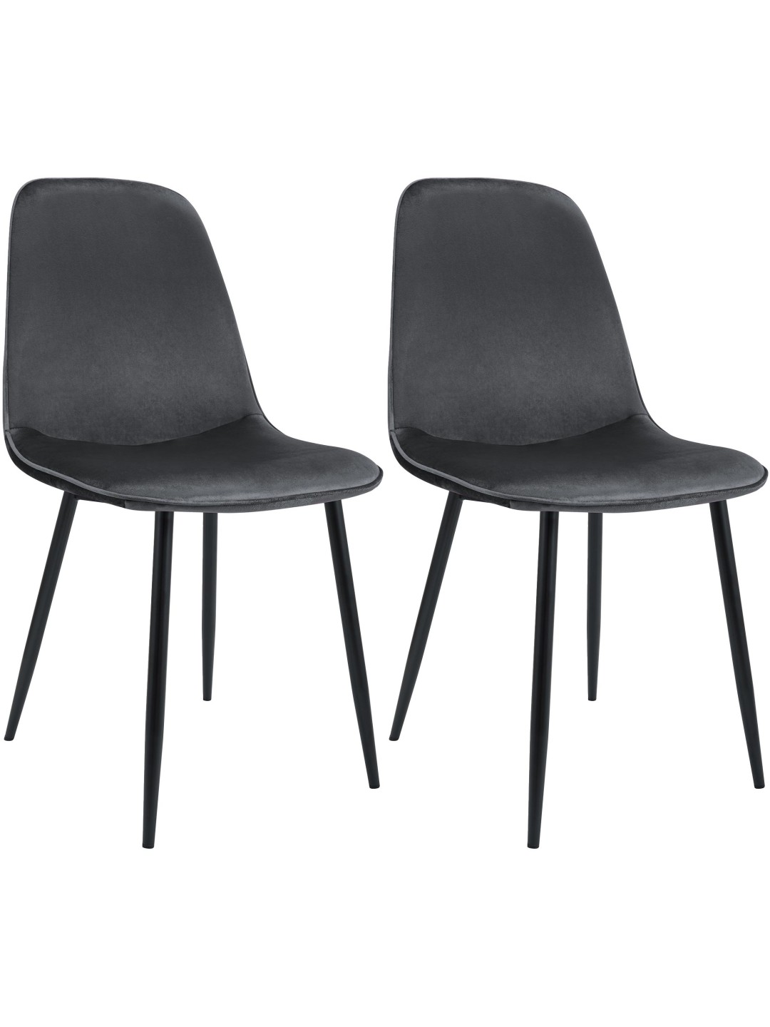 Lot de 2 chaises de salle à manger en velours Maryam, gris foncé