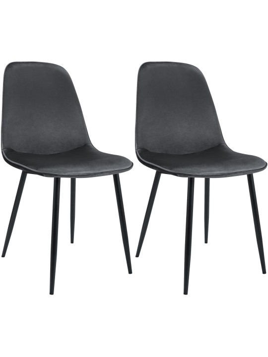 Lot de 2 chaises de salle à manger en velours Maryam, gris foncé